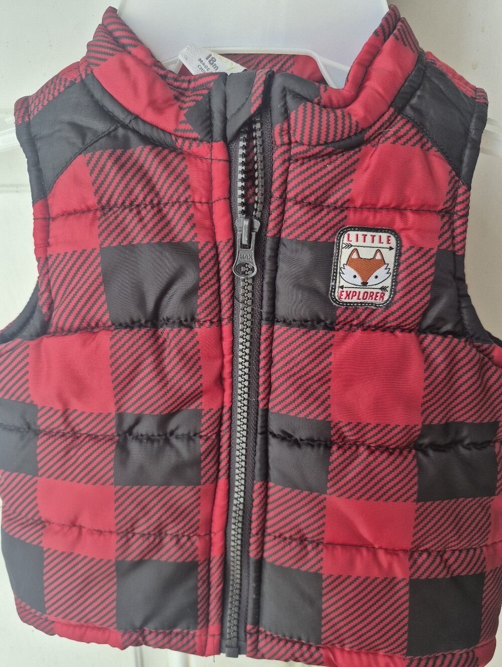 Red & Black Buffalo Plaid Kids Puffer Vest - Little Explorer